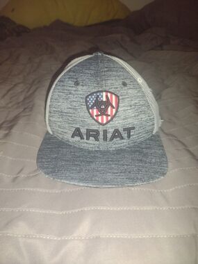 Ariat Heather Gray Mesh-Back Hat with American Shield Patch